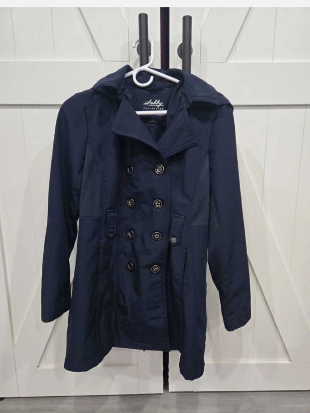 sebby collection jacket. Size medium. Navy Blue. Removable hood. Excellent.